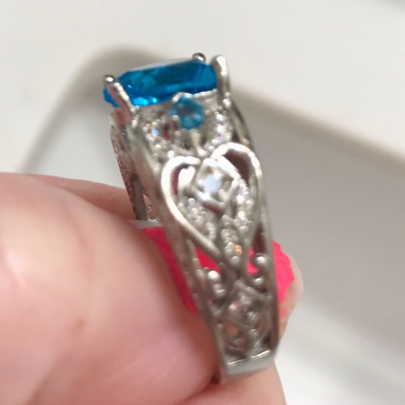 🆕🔥STERLING SILVER GORGEOUS TOPAZ HEART/2SMALL❤️SIDES&MIDDLE ANGEL WINGS👀PICS - Picture 9 of 15